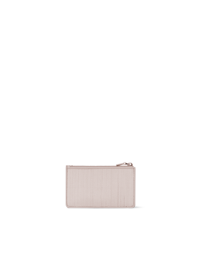 Designer Zipped Card Holder in Horsehair and Leather - neutral - beige
