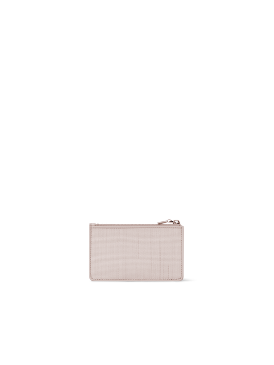 Designer Zipped Card Holder in Horsehair and Leather - neutral - beige
