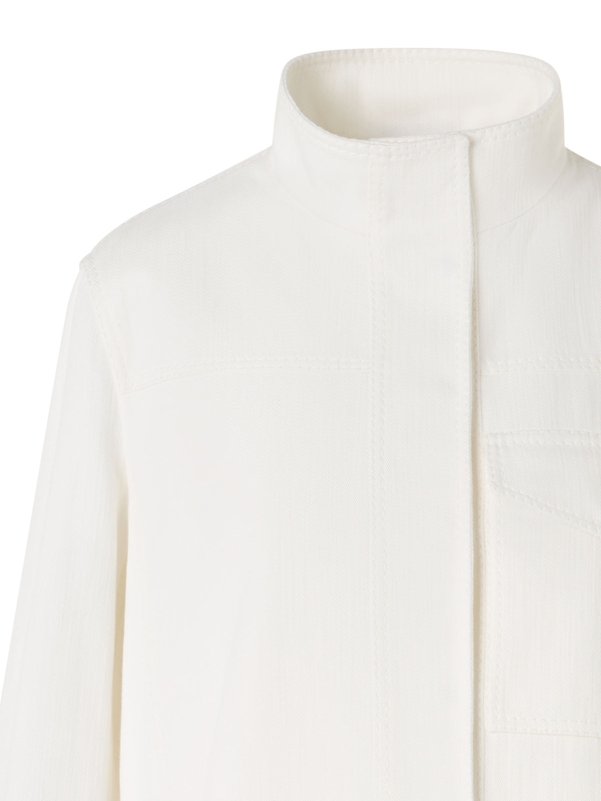 Designer Long-Sleeve Cotton-Stretch Denim Jacket - white