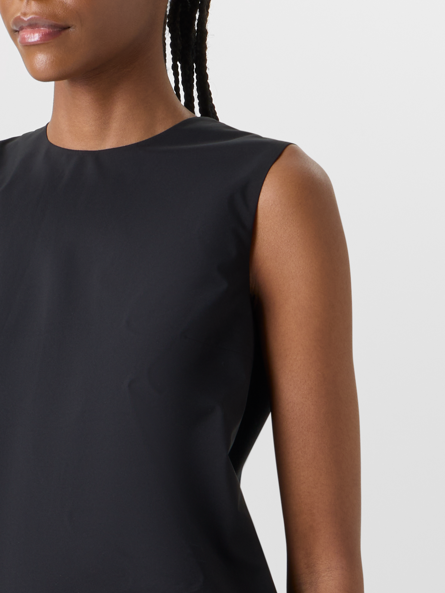 Designer Sleeveless Mixed-Media Knit Top - black 