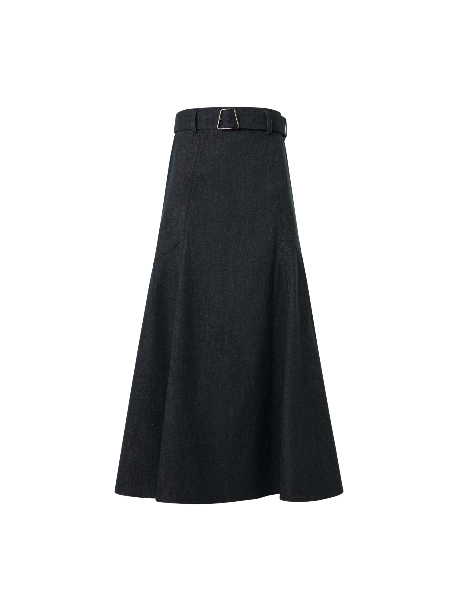 Designer Denim A-line Midi Skirt - black
