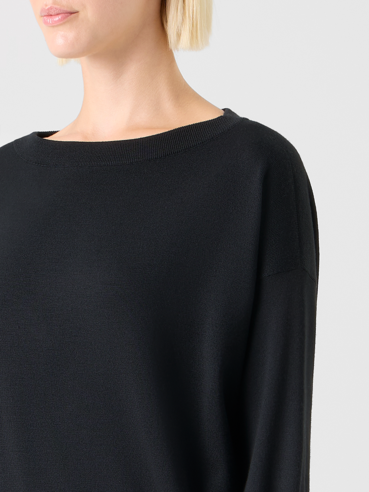 Designer Off-Shoulder Merino Wool Sweater - black #editorial