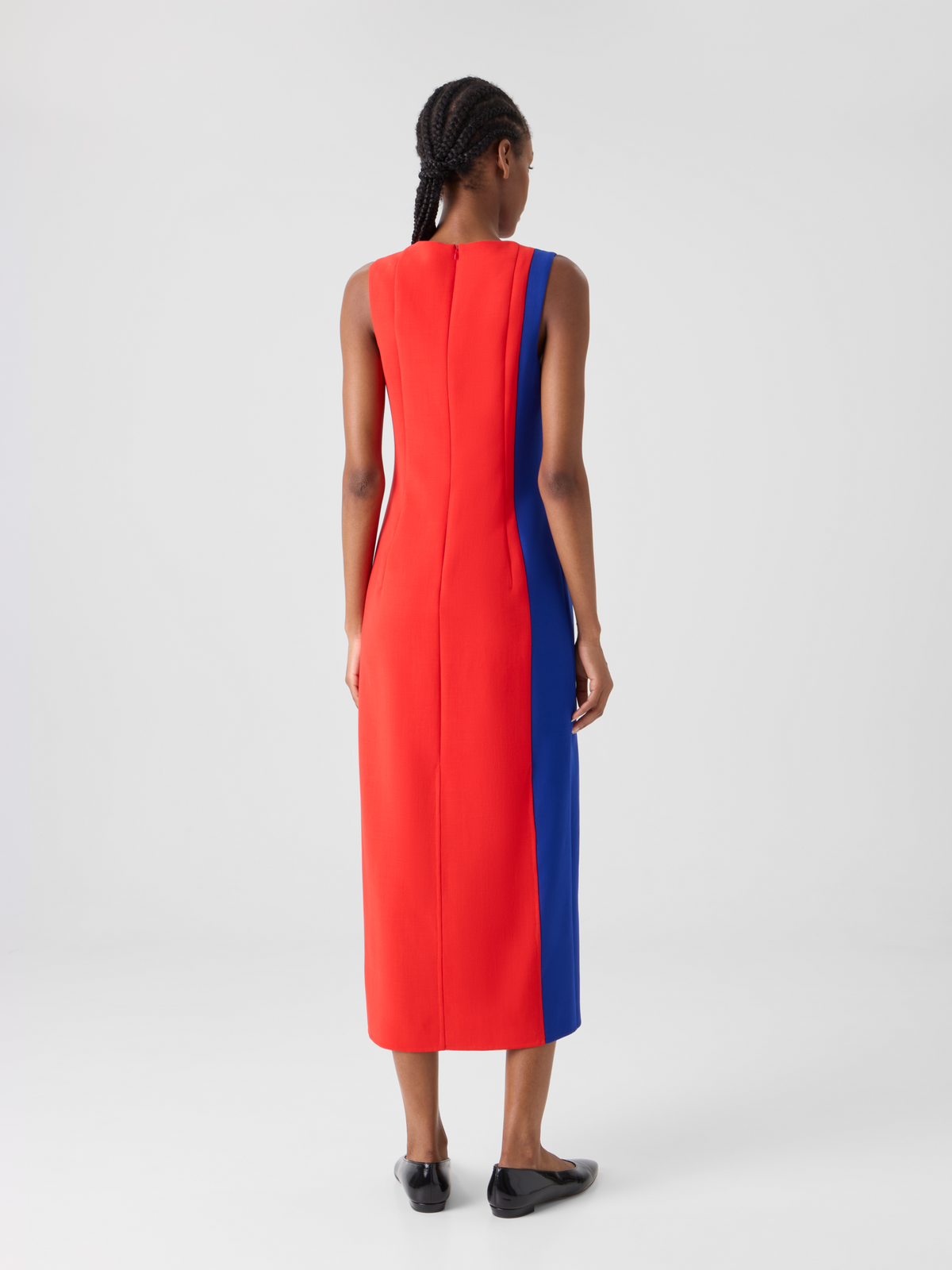 Designer Midi Sheath Dress with Polygon Patchwork - multicolor #editorial