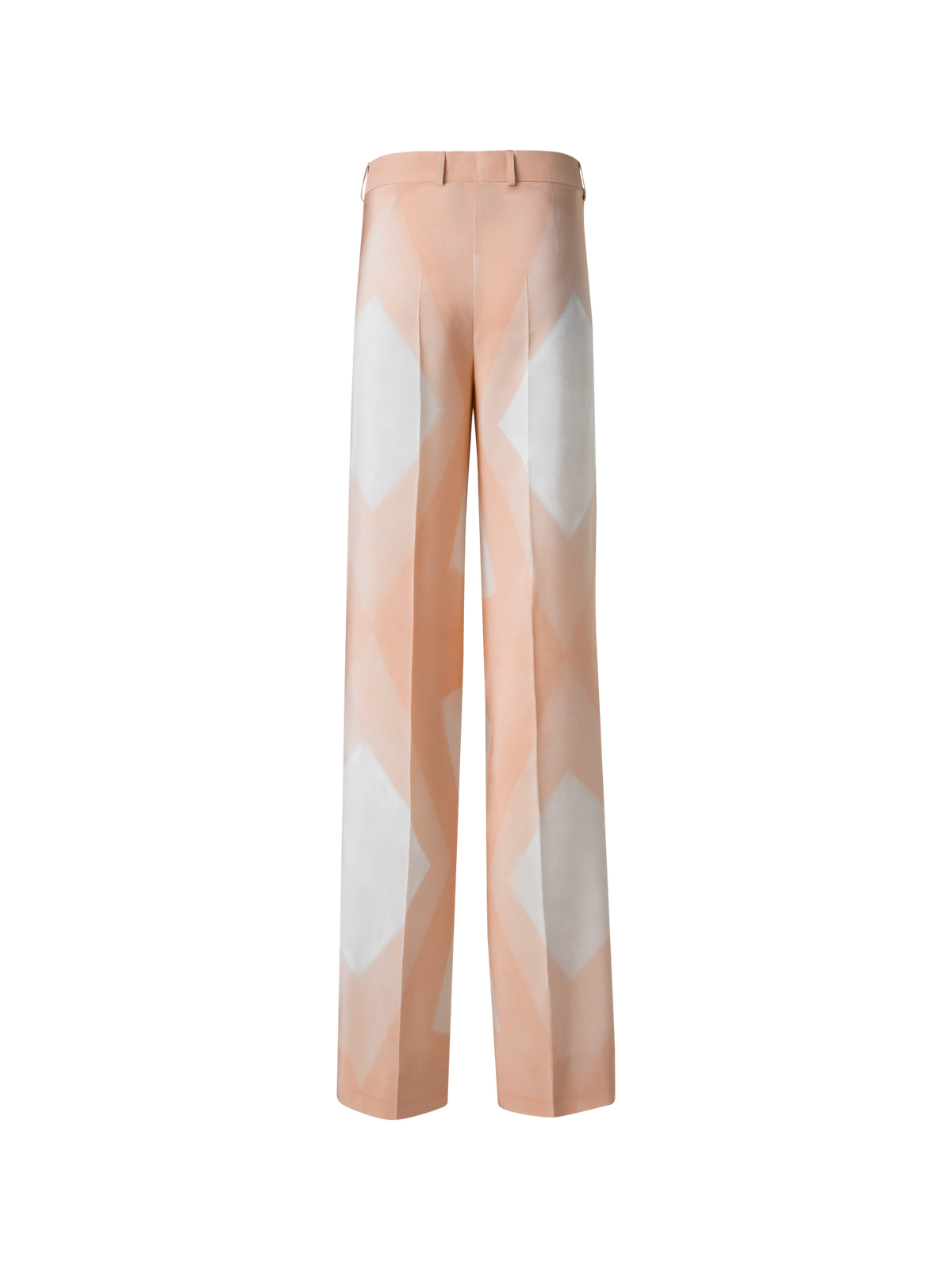 Designer Wide Straight Silk Pants with Chiaroscuro Print - pastel - multicolor - pink