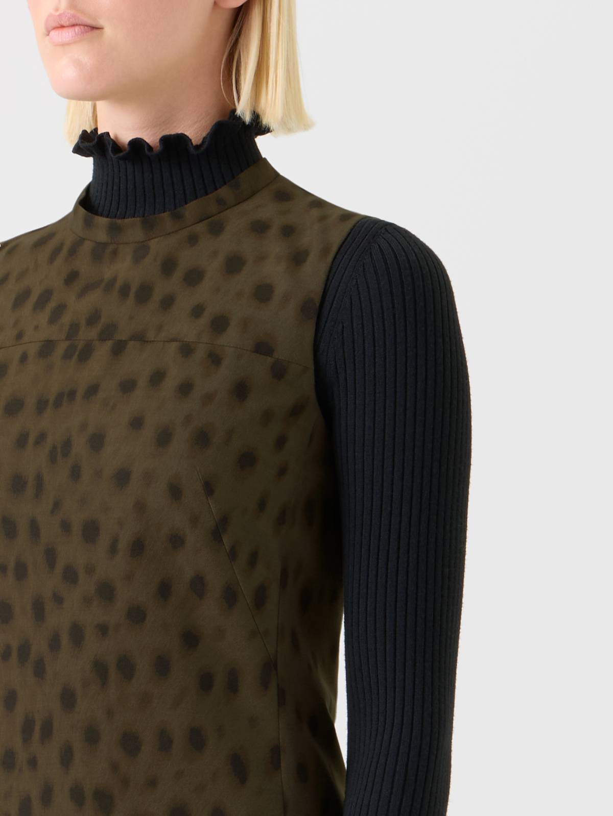 Designer Short Techno Sheath Dress in Leopard Print - neutral - brown #editorial