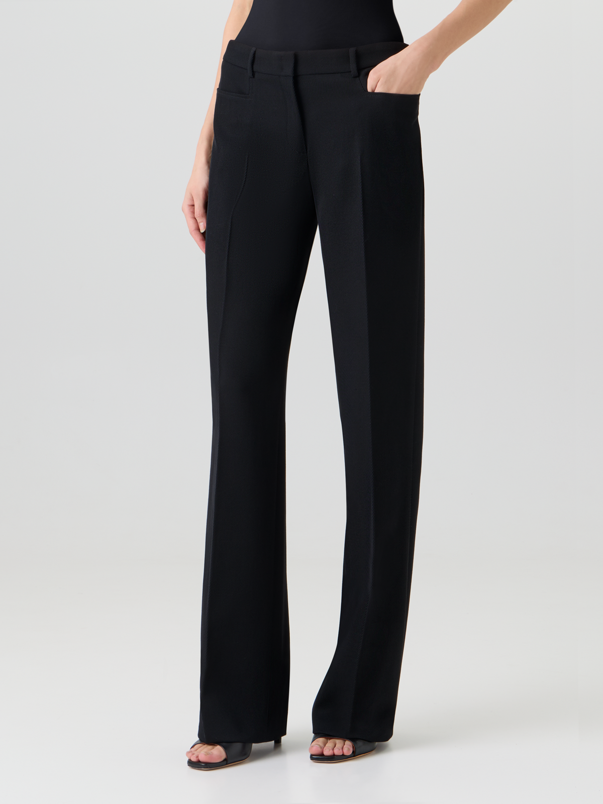 Designer Mikka Straight-Leg Pants in Wool Tricotine - black #editorial