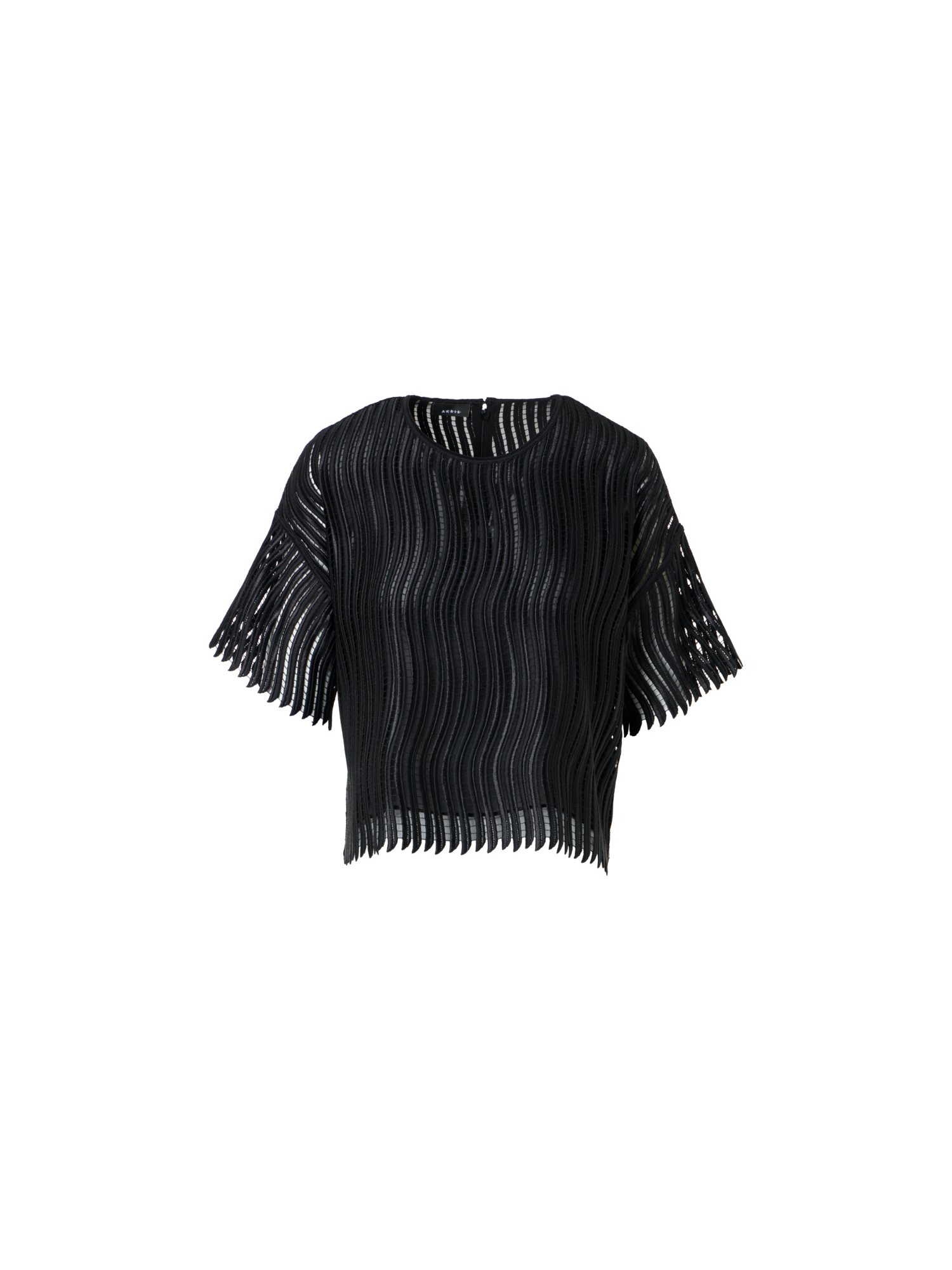 Designer Boxy Blouse in Wave Guipure - black