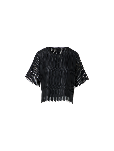 Designer Boxy Blouse in Wave Guipure - black