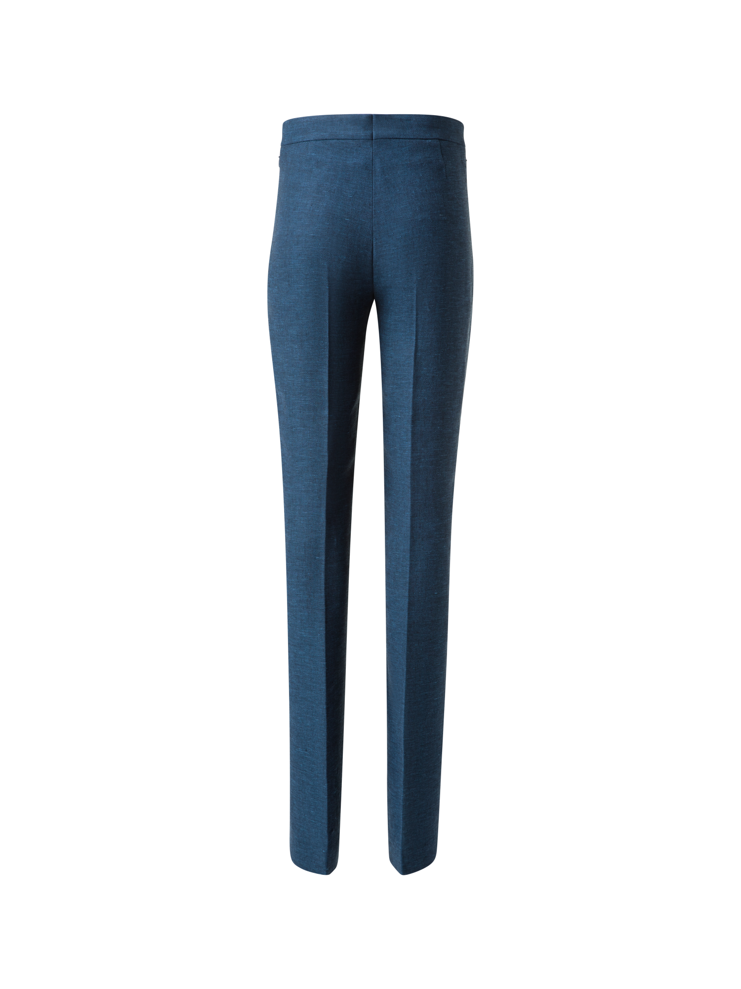 Designer Straight Linen Double-Face Pants - blue
