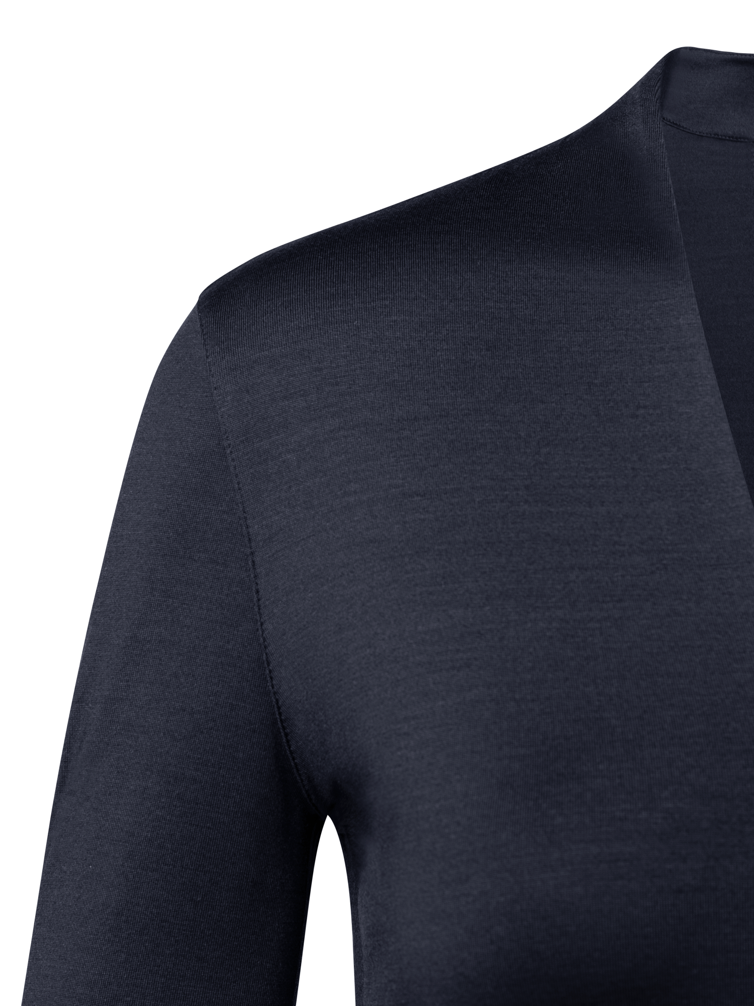 Designer Long Sleeve Shirt in Silk Jersey - navy - blue