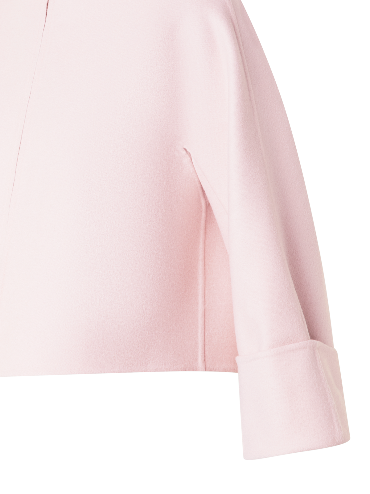 Designer Short Kimono Sleeves Jacket in Wool Double-Face - pastel - pink
