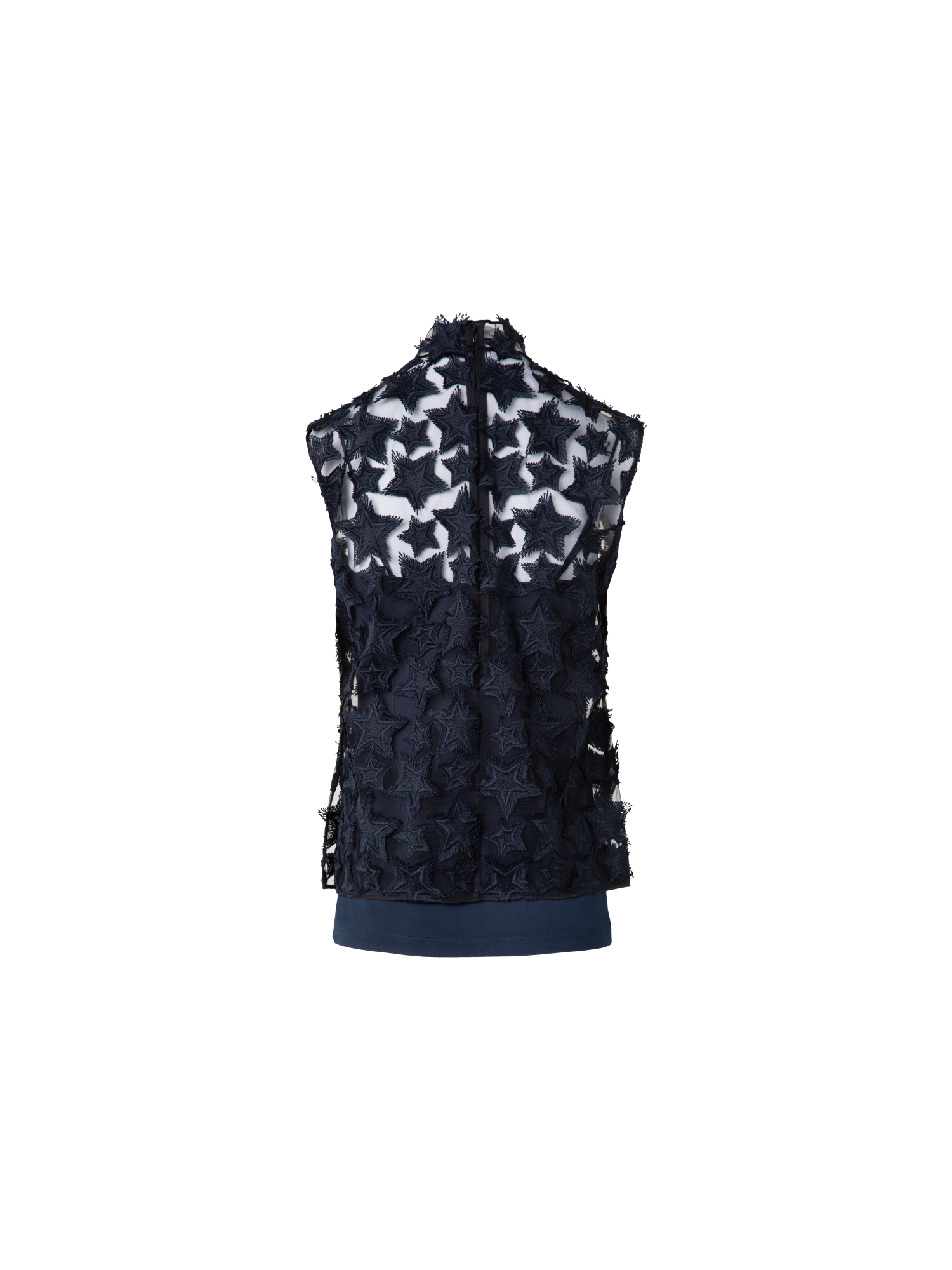 Designer Top with 3D Star Embroidery - navy - blue