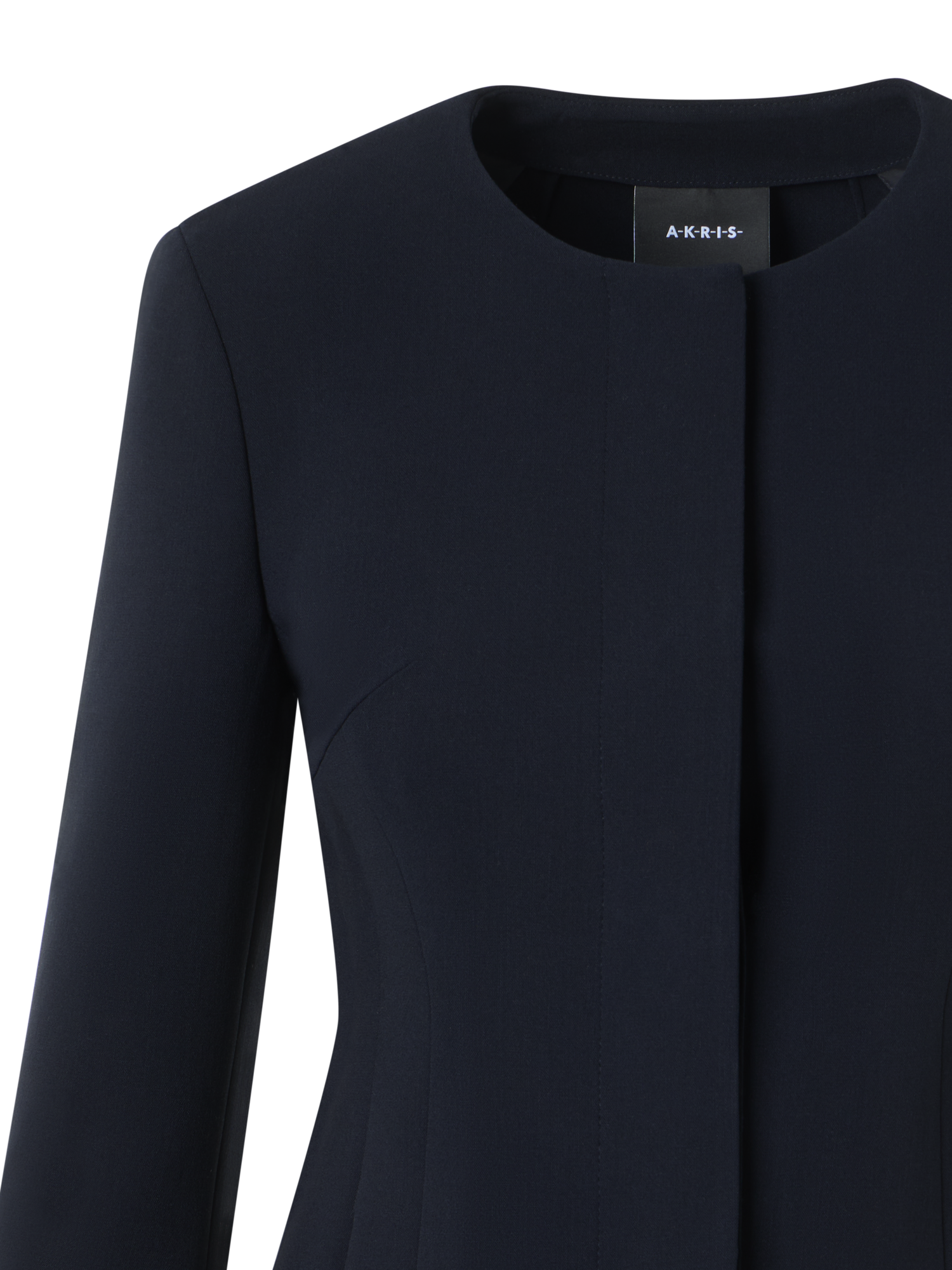 Designer Fitted Wool Bi-Stretch Double-Face Jacket - navy