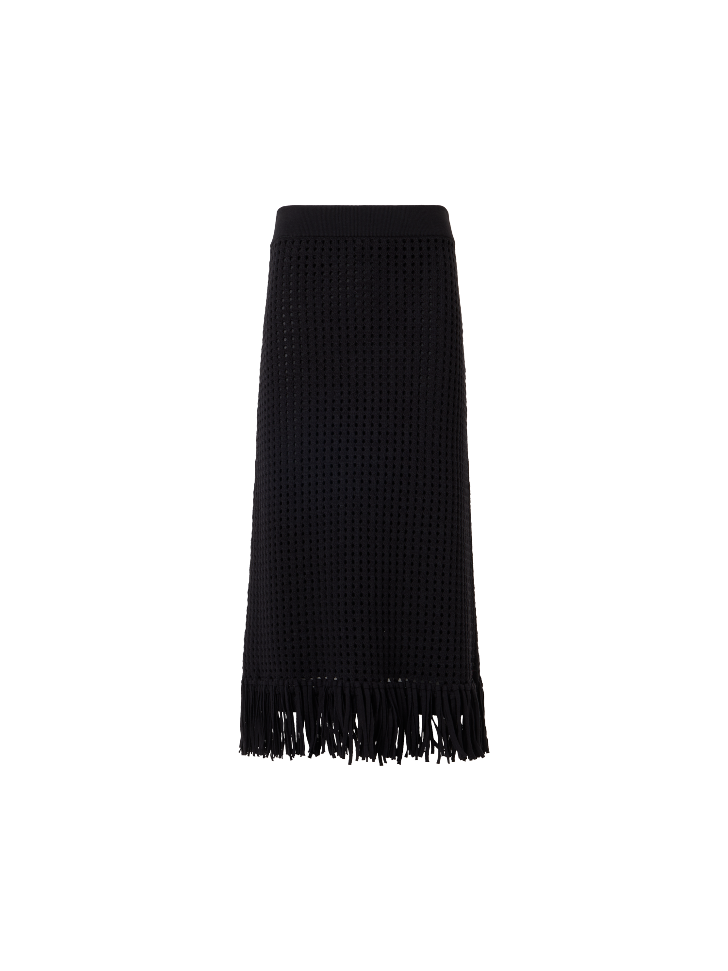 Designer Chunky Cotton Mesh Knit Tube Skirt - black