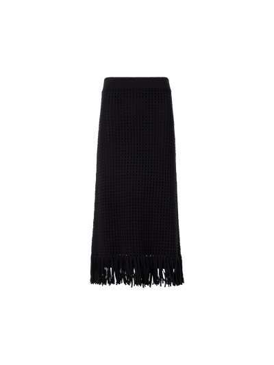Designer Chunky Cotton Mesh Knit Tube Skirt - black