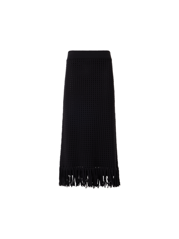 Designer Chunky Cotton Mesh Knit Tube Skirt - black