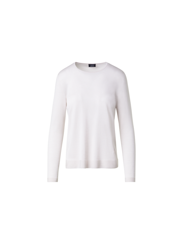 Designer Seamless Cashmere Silk Knit Sweater - ecru - beige - white