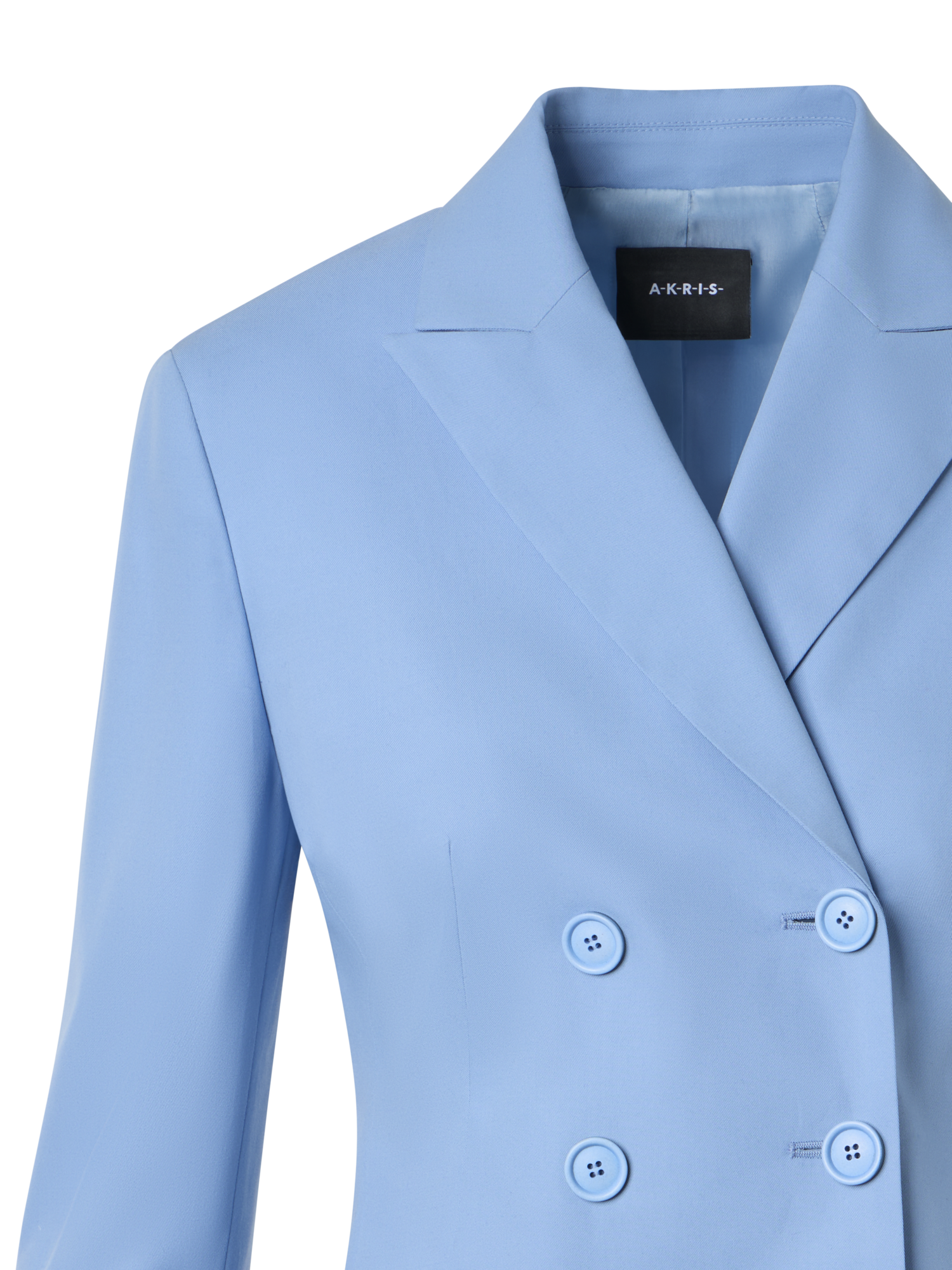 Designer Double-Breasted Cotton Stretch Gabardine Jacket - blue