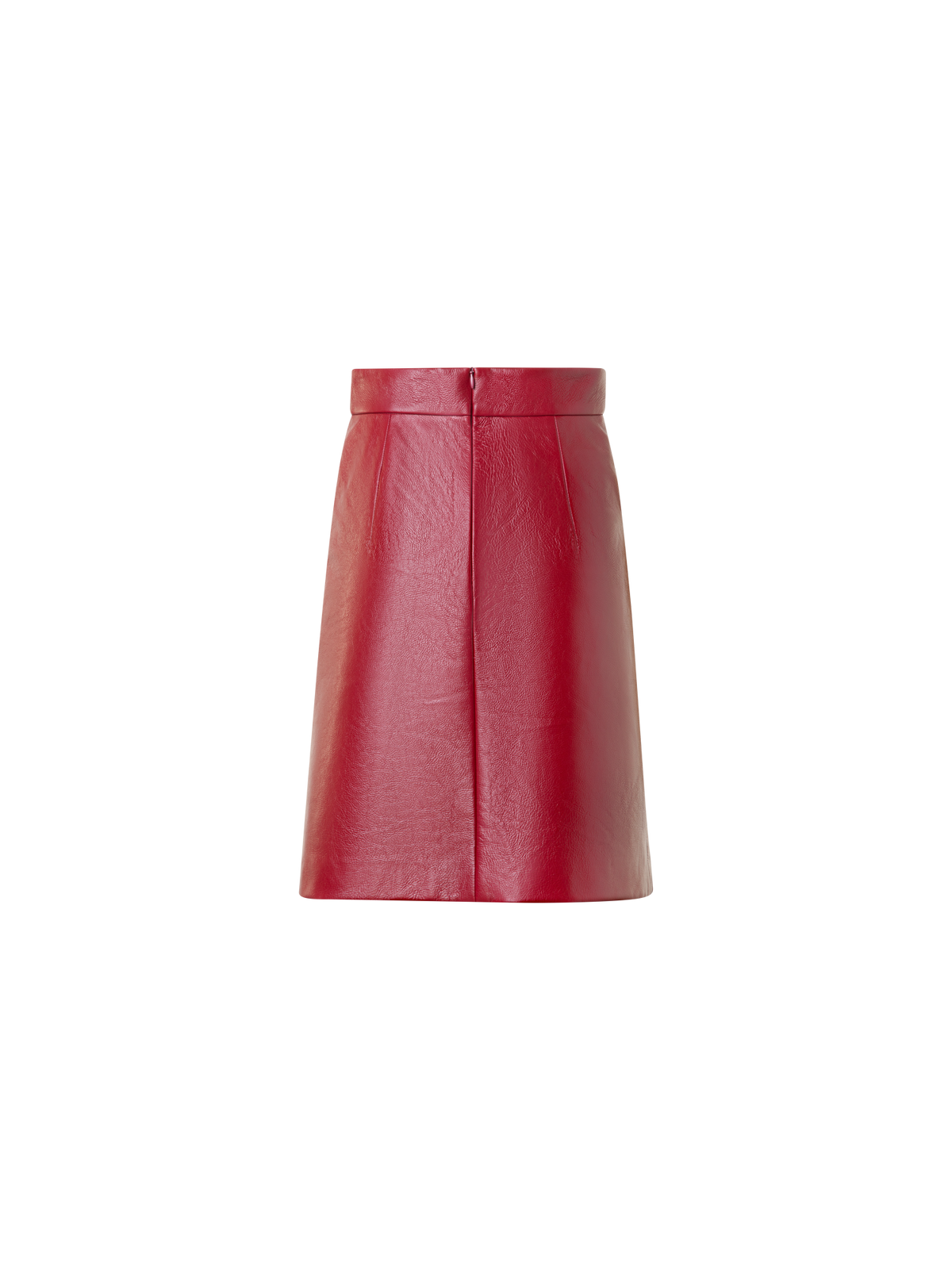 Designer Short Skirt in Lacquered Leather - red