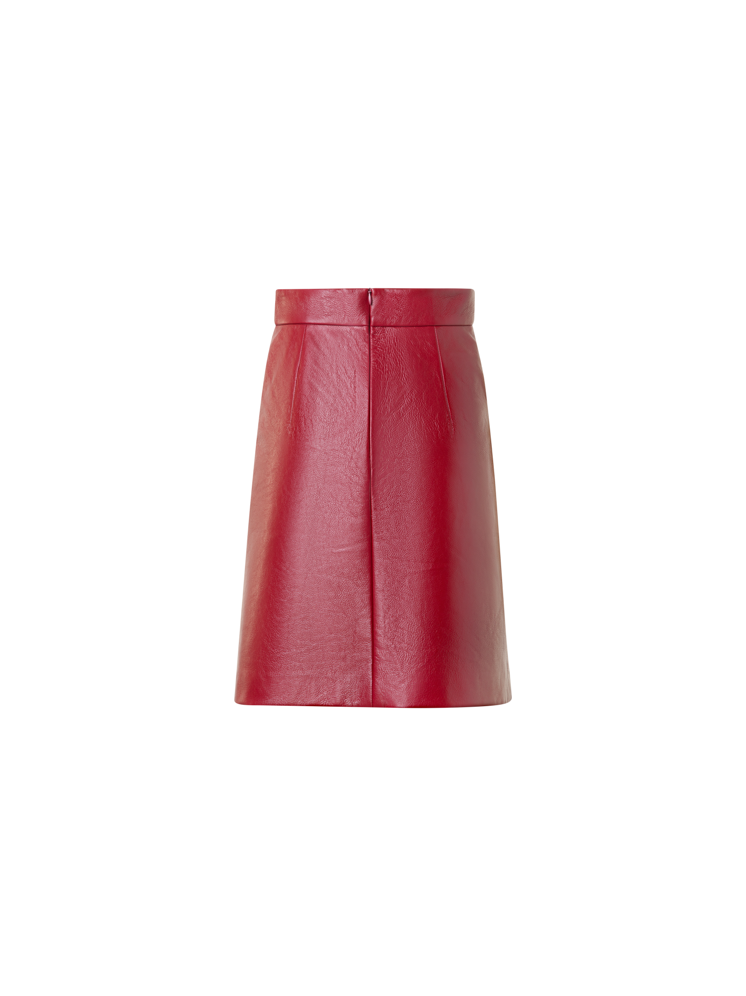 Designer Short Skirt in Lacquered Leather - red