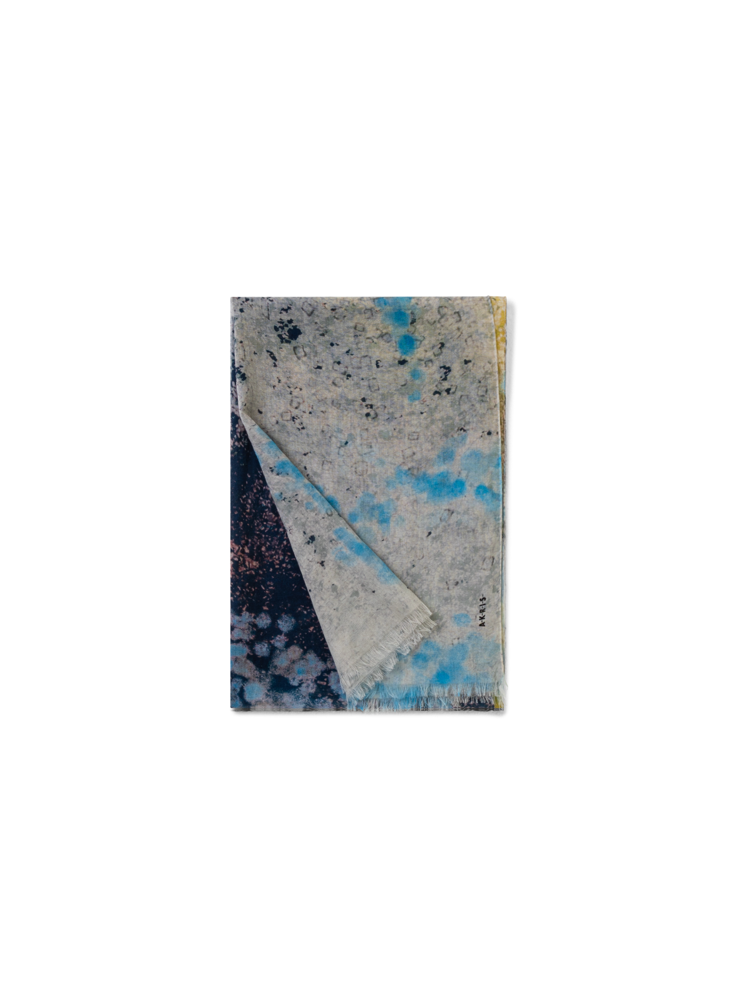 Designer Cashmere Silk Scarf with Waterlilly print - multicolor