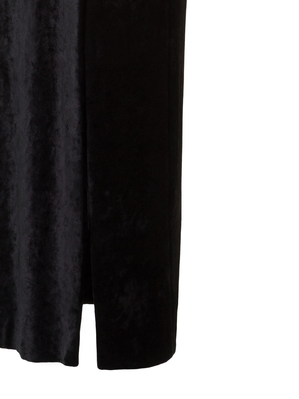 Designer Fitted Velvet Mock Neck Maxi Dress with Slit - black - neutral