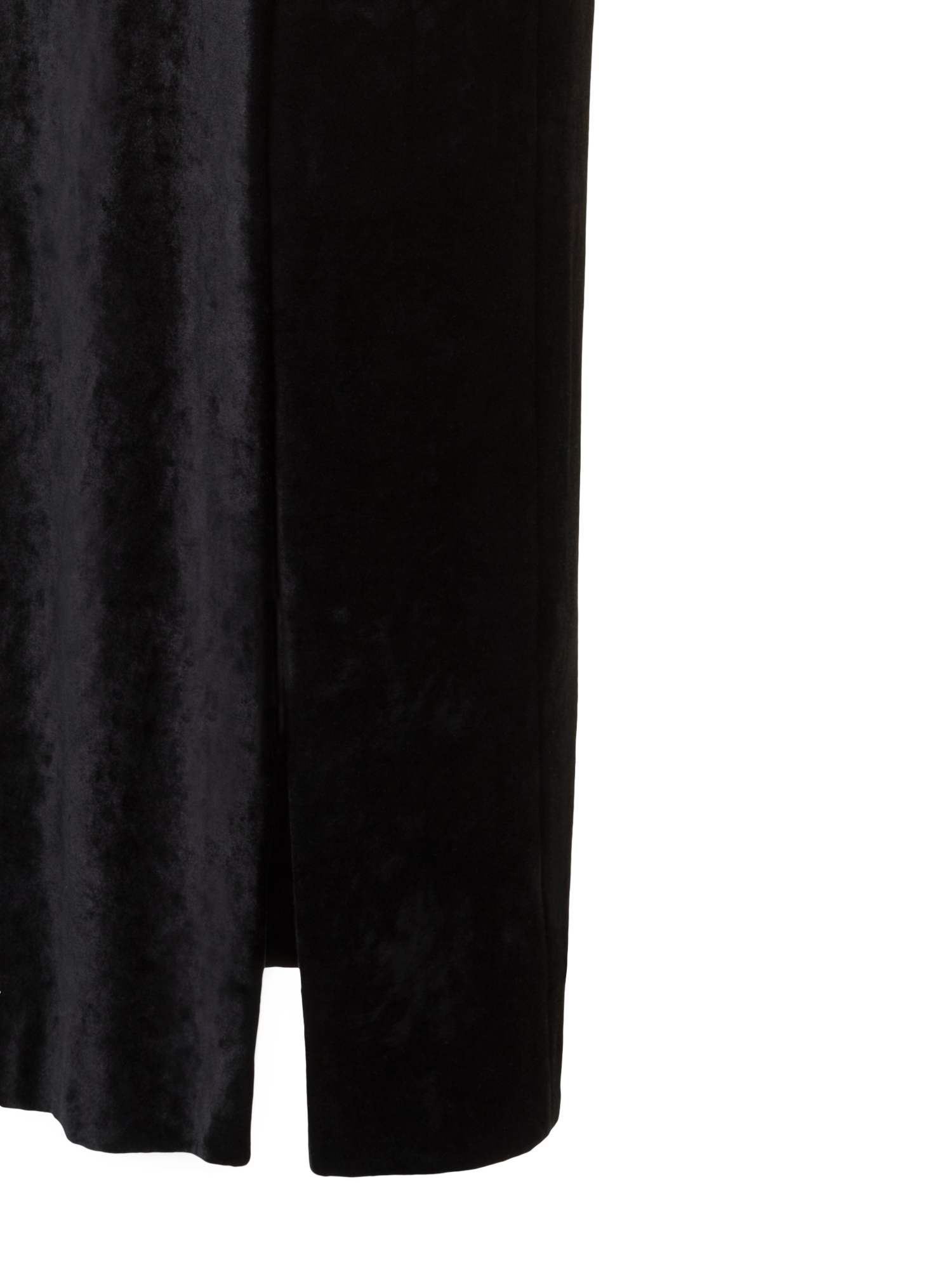 Designer Fitted Velvet Mock Neck Maxi Dress with Slit - black - neutral