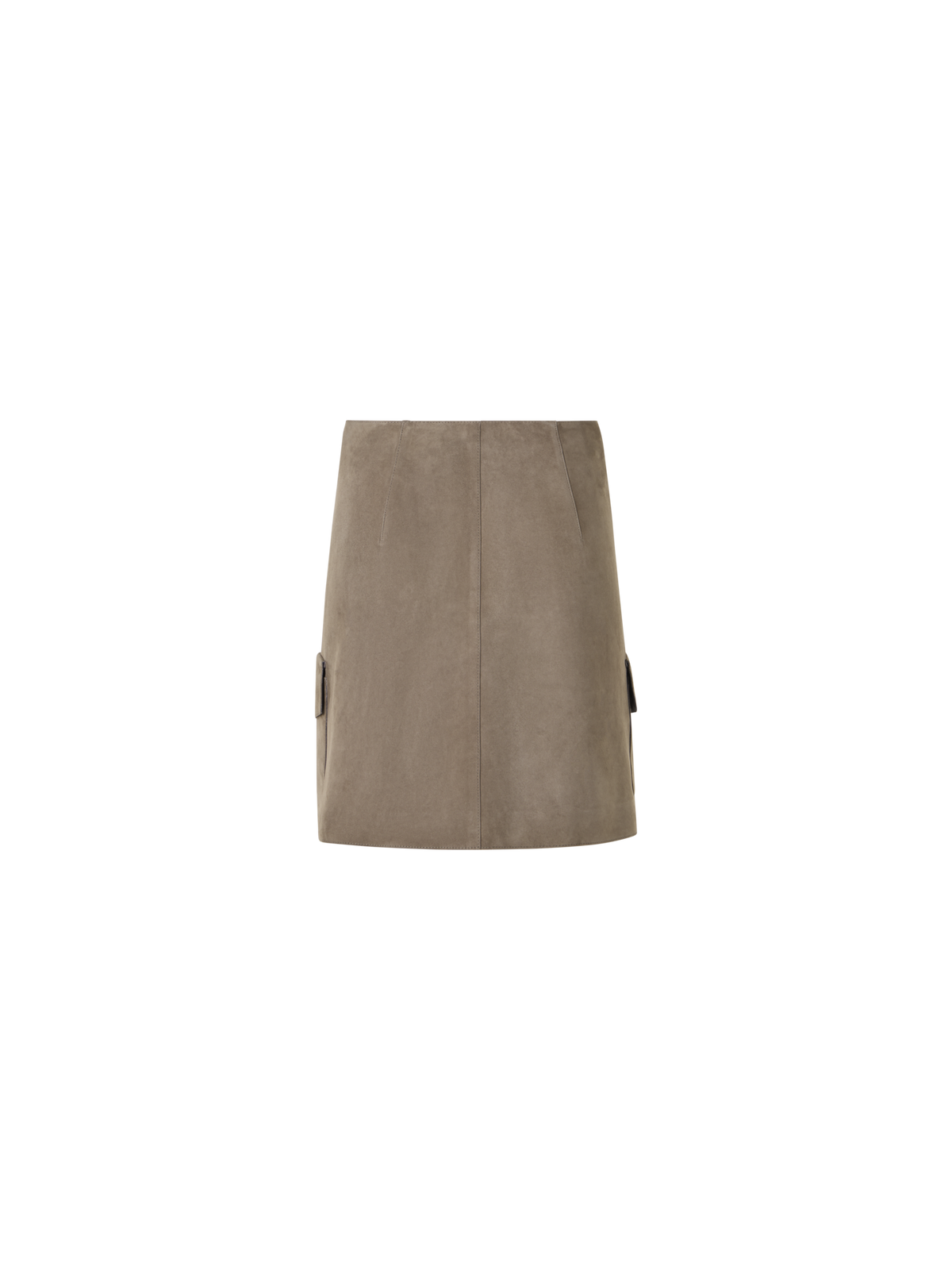 Designer Suede Mini Skirt with Patch Pockets - neutral - beige