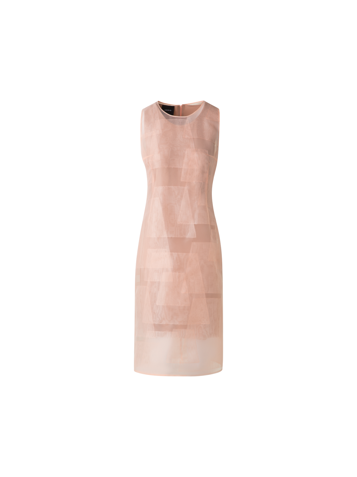 Designer Sheath Dress in Sheer Trapezoid Organza Layers - pastel - orange