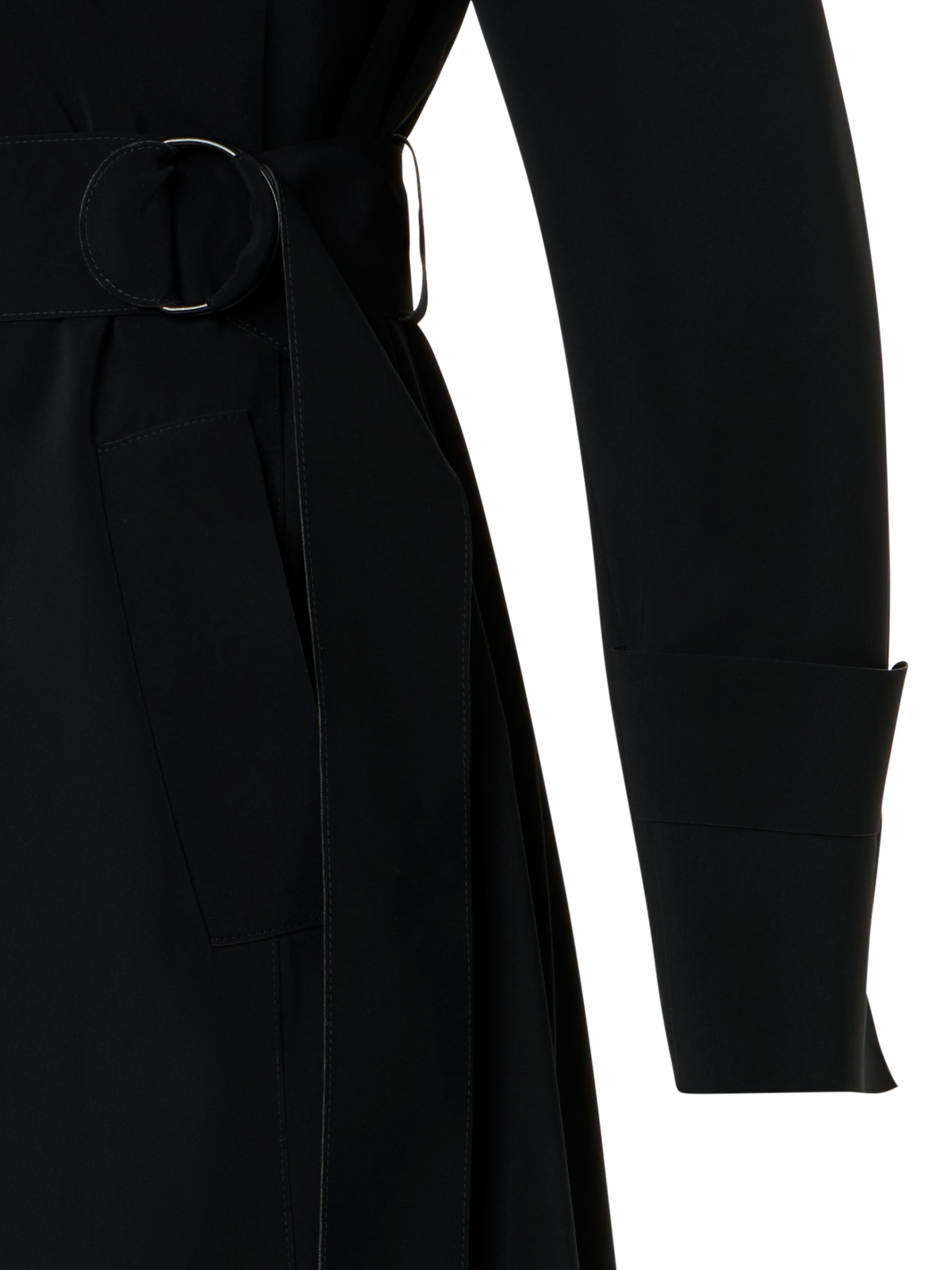 Designer Light Trench Coat in Techno Laser Cut - black