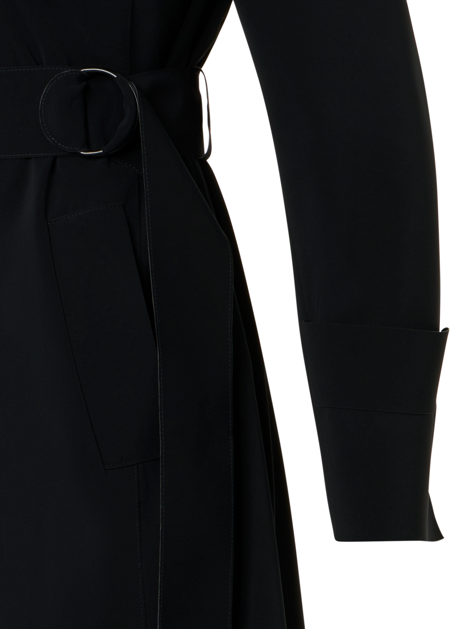 Designer Light Trench Coat in Techno Laser Cut - black