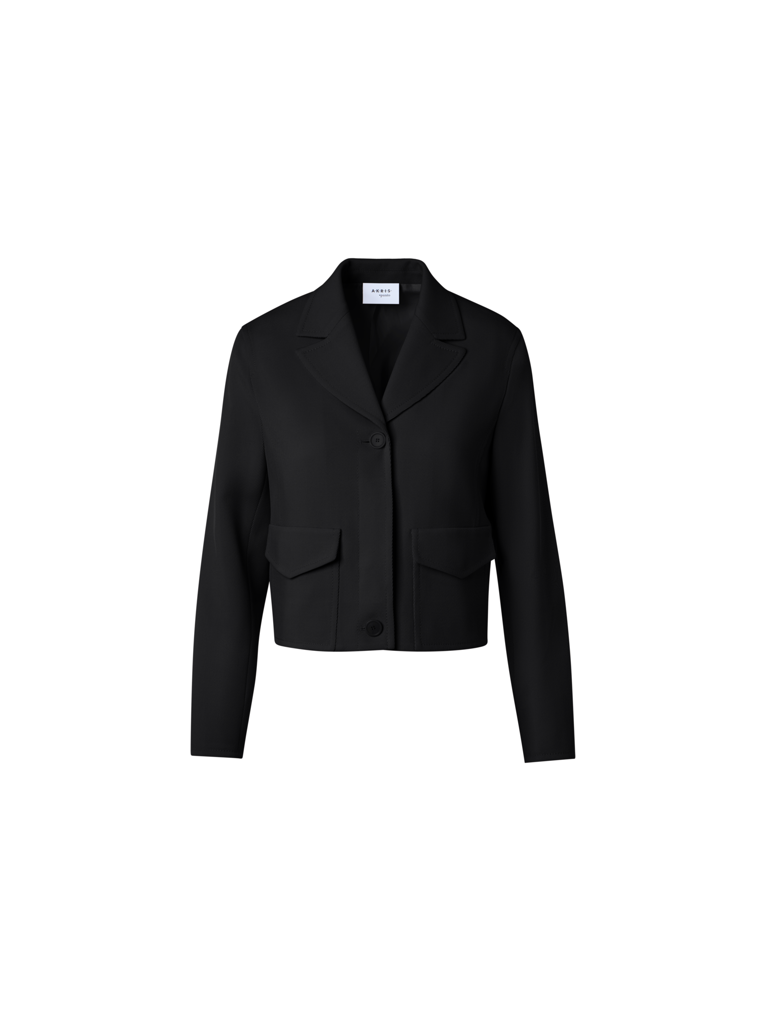 Designer Boxy Lapel Jacket in Wool Tricotine - black