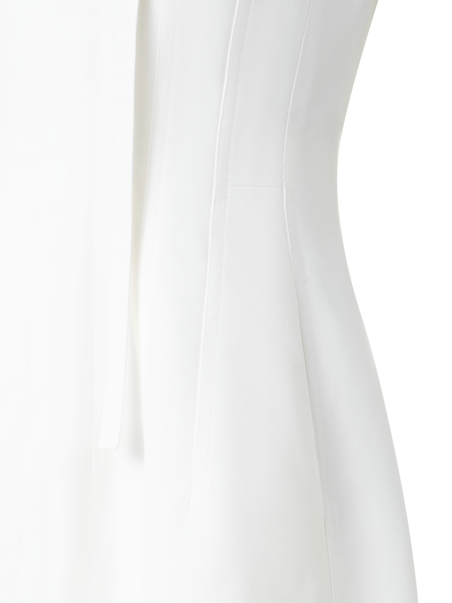 Designer Fit-and-Flare Cotton Midi Dress with Bow - white