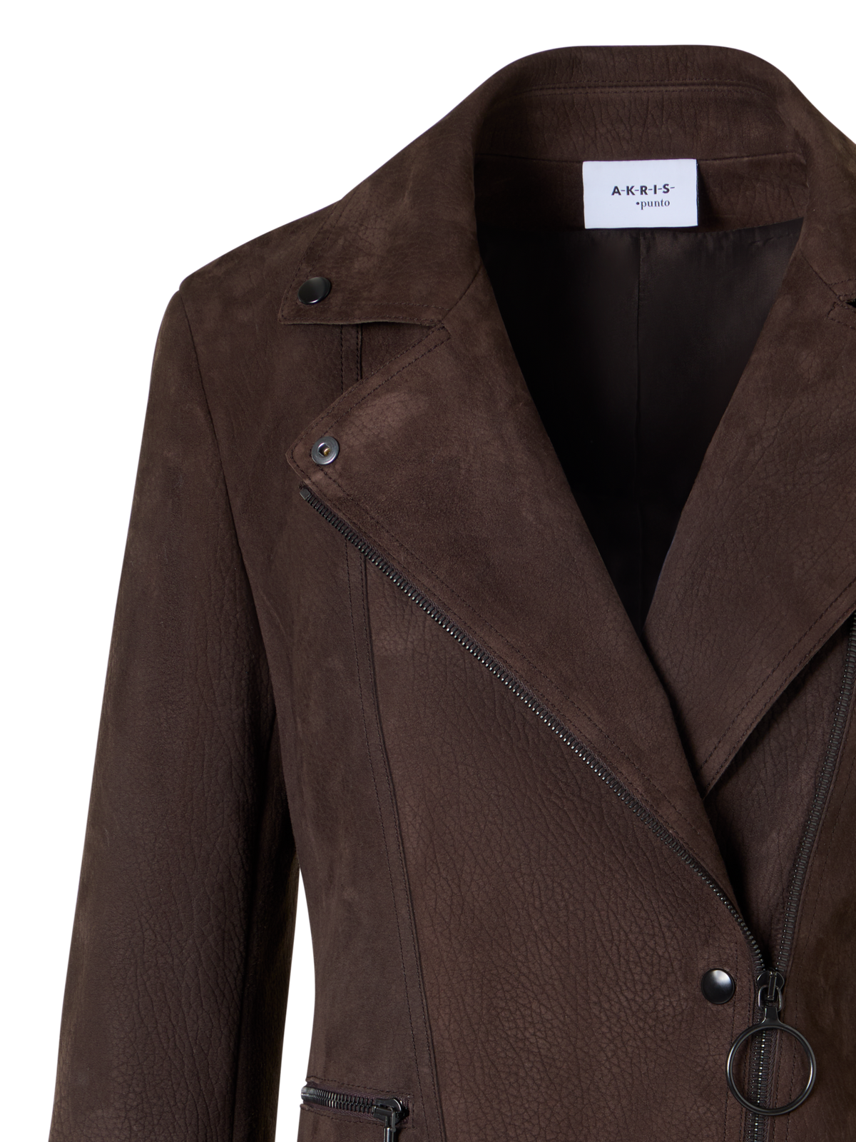 Designer Short Motorbike Jacket in Lamb Suede - brown