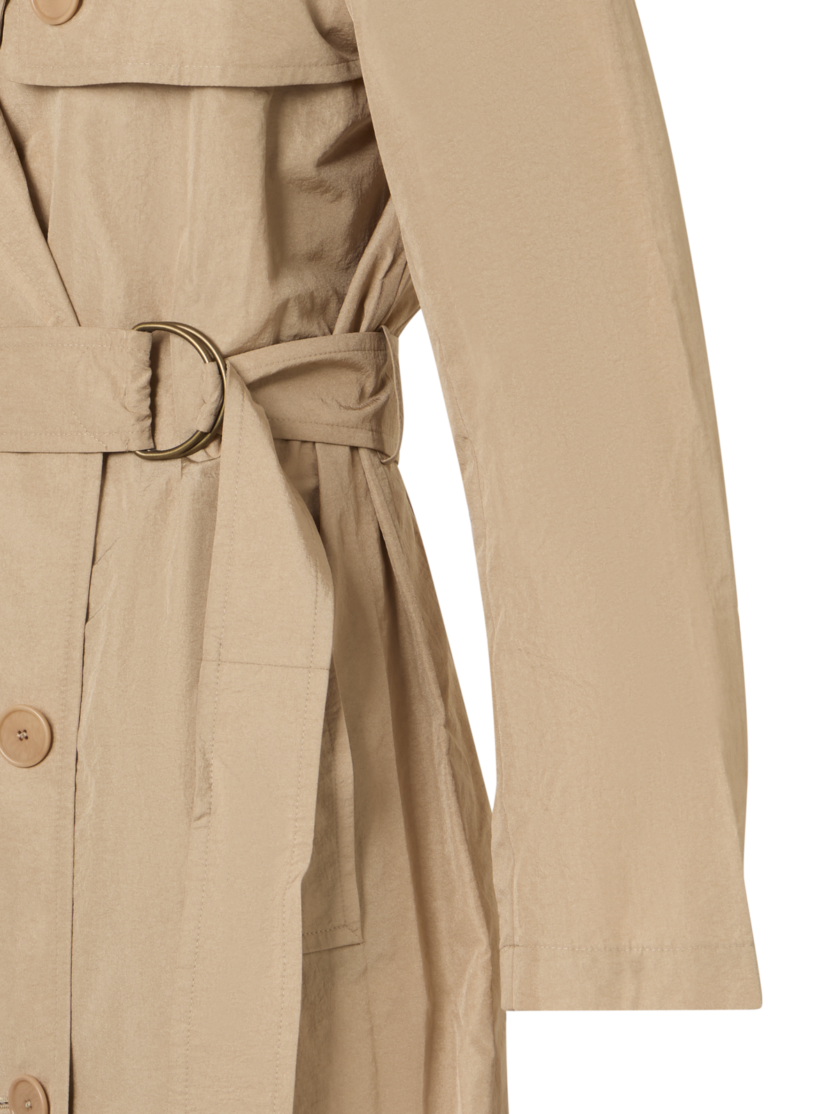 Designer Long-Sleeve Crinkled Parachute-Taffeta Long Trench Coat - beige