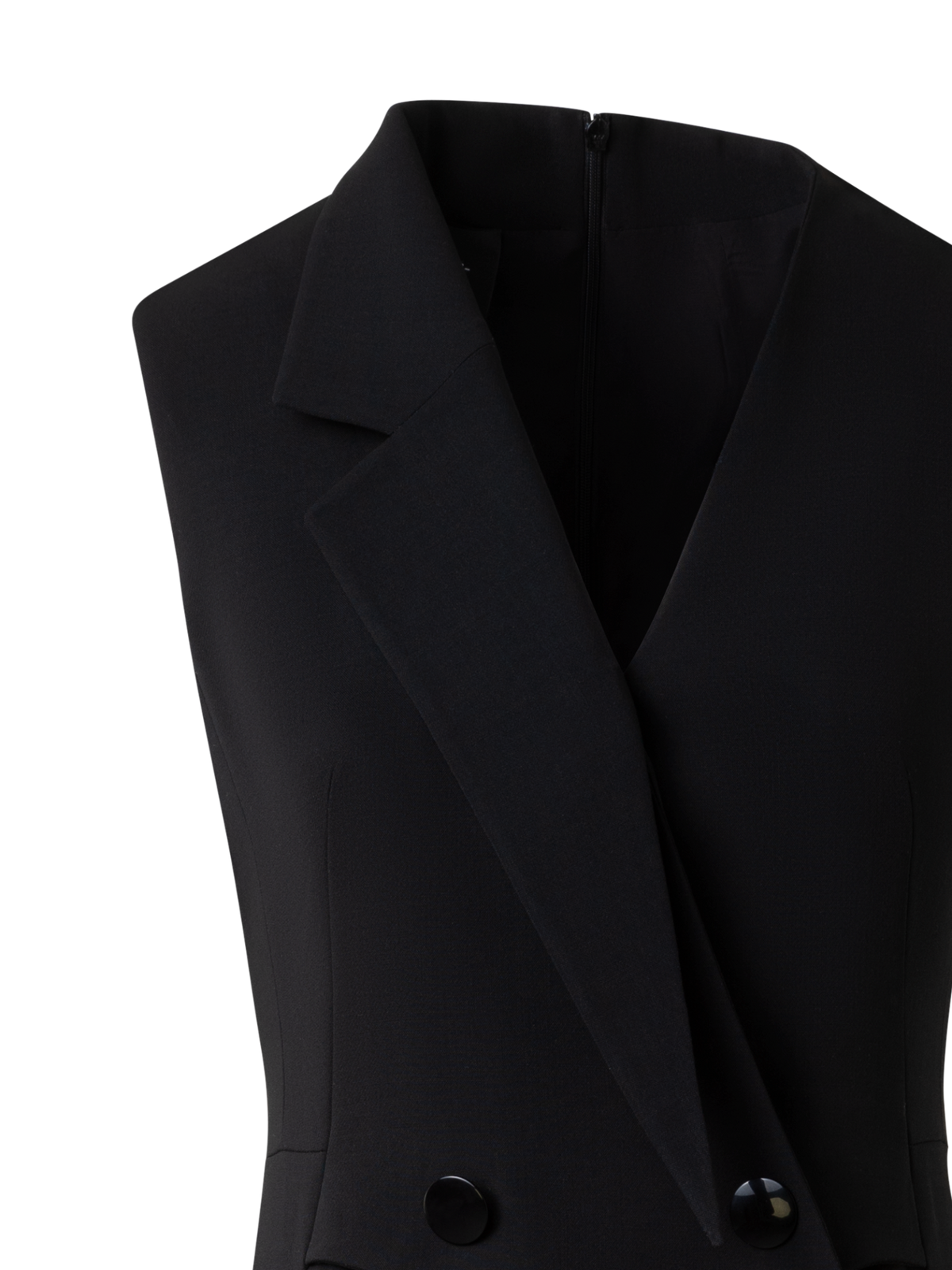 Designer Sleeveless Blazer Dress in Wool Double-Face - black