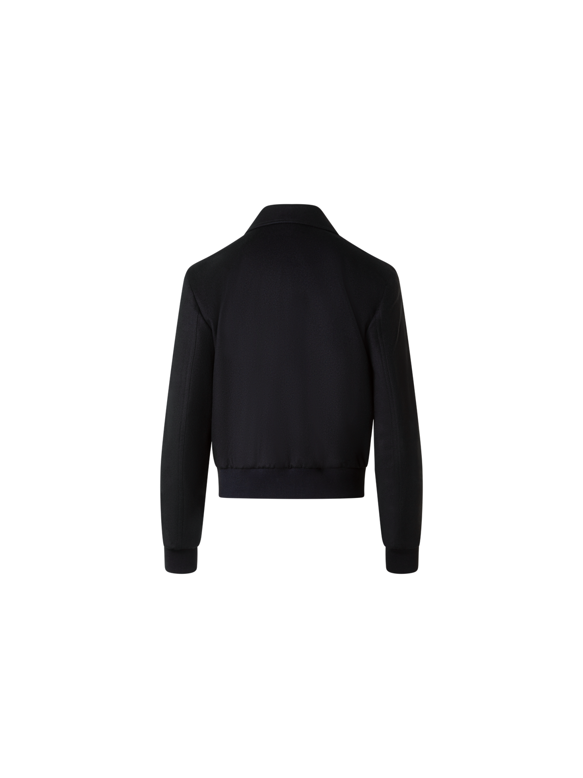 Designer Short Wool Cashmere Bomber Jacket - black - neutral