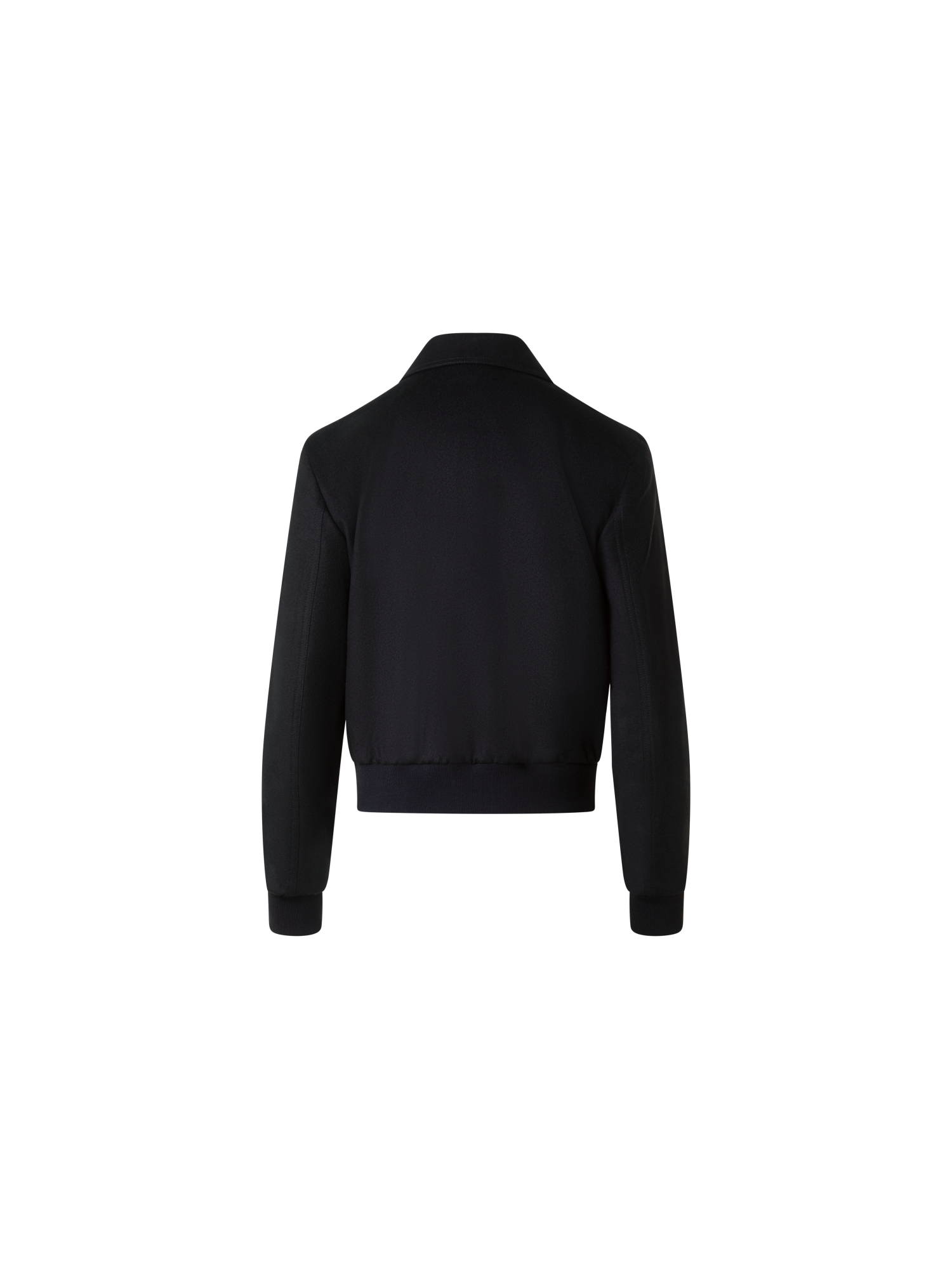 Designer Short Wool Cashmere Bomber Jacket - black - neutral