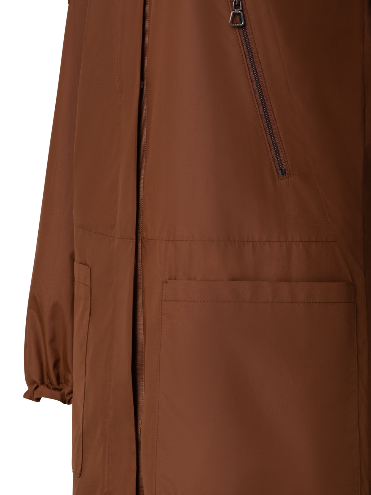 Designer Silk Long Bomber Jacket - brown