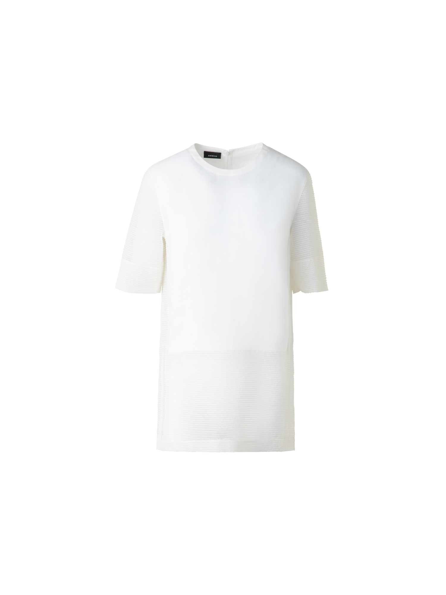 Designer Linen Tunic Blouse with Sheer Sleeves and Side - neutral - ecru - white