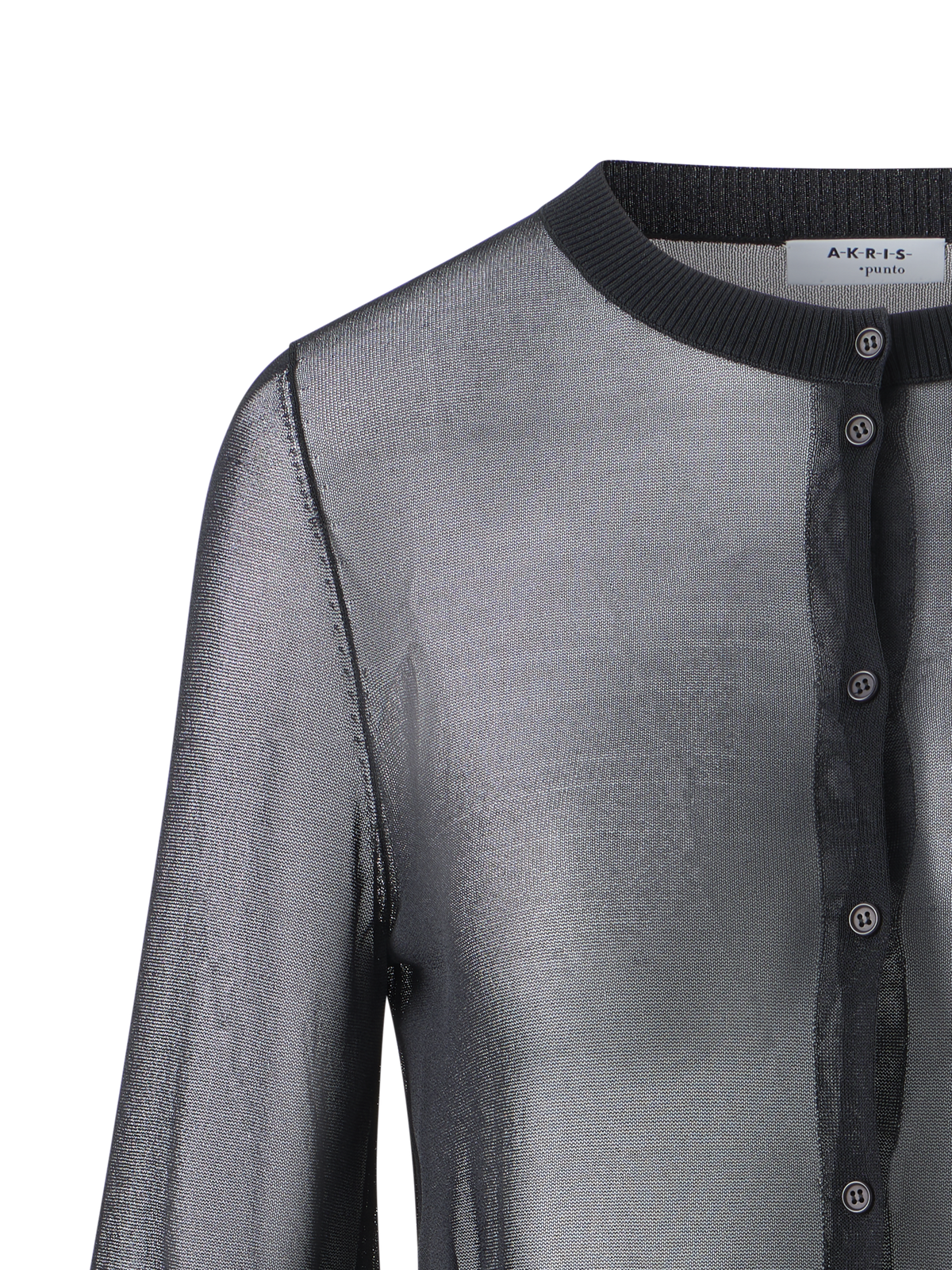 Designer Sheer Knit Cropped Cardigan - black