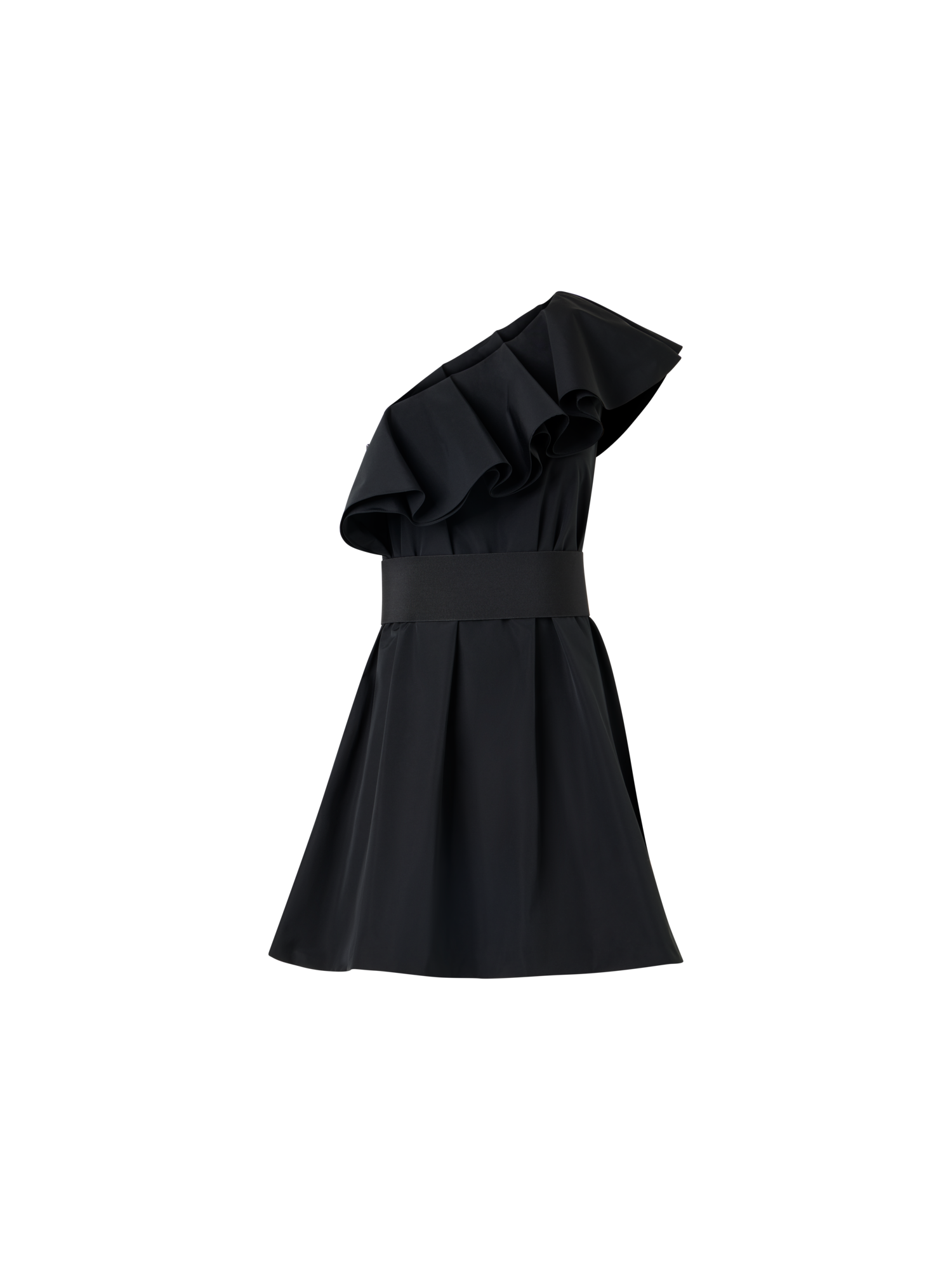 Designer Cotton-Blend Taffeta One-Shoulder Dress - black
