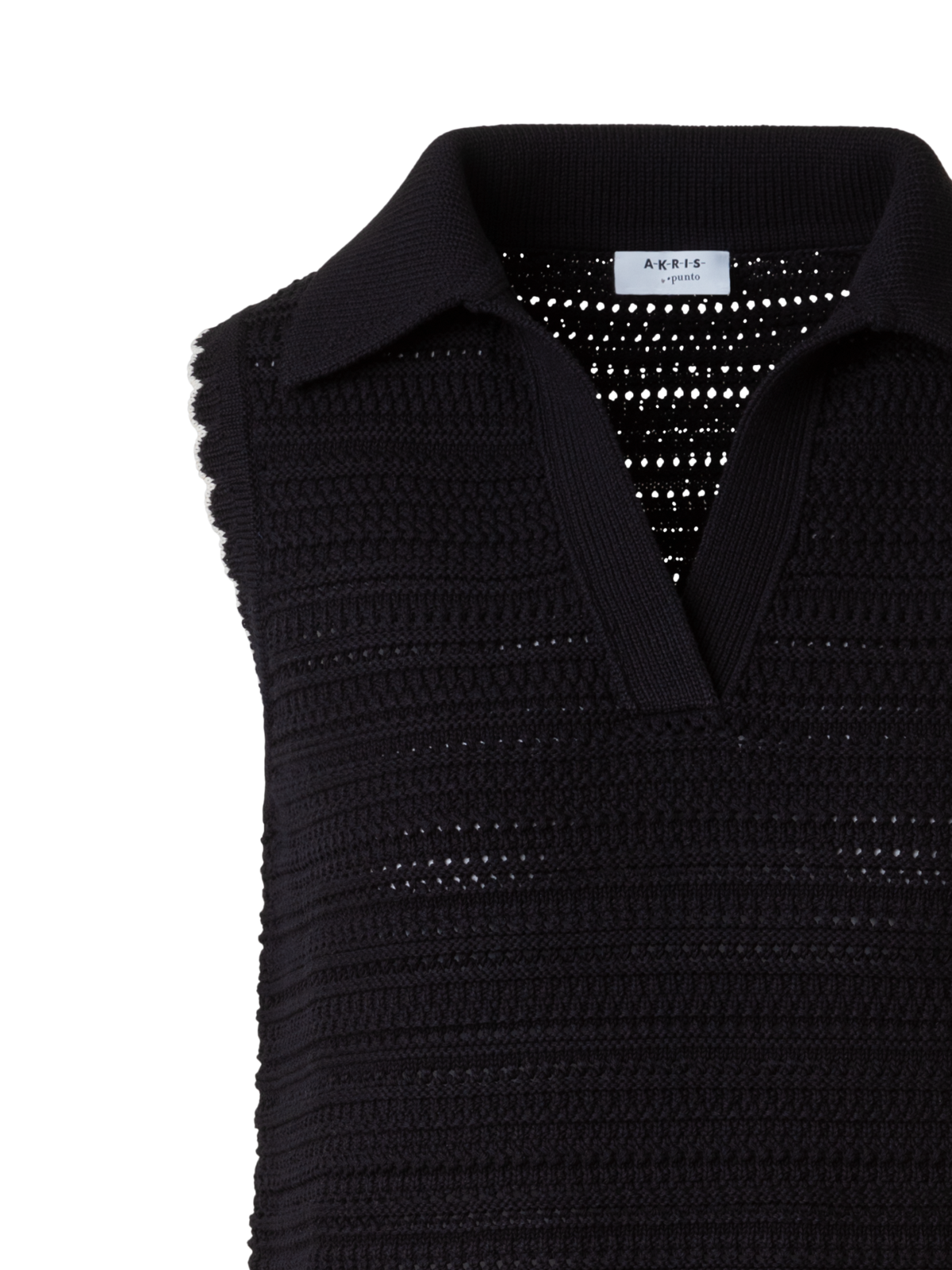 Designer Polo Knit Dress in Chunky Knit Cotton - black