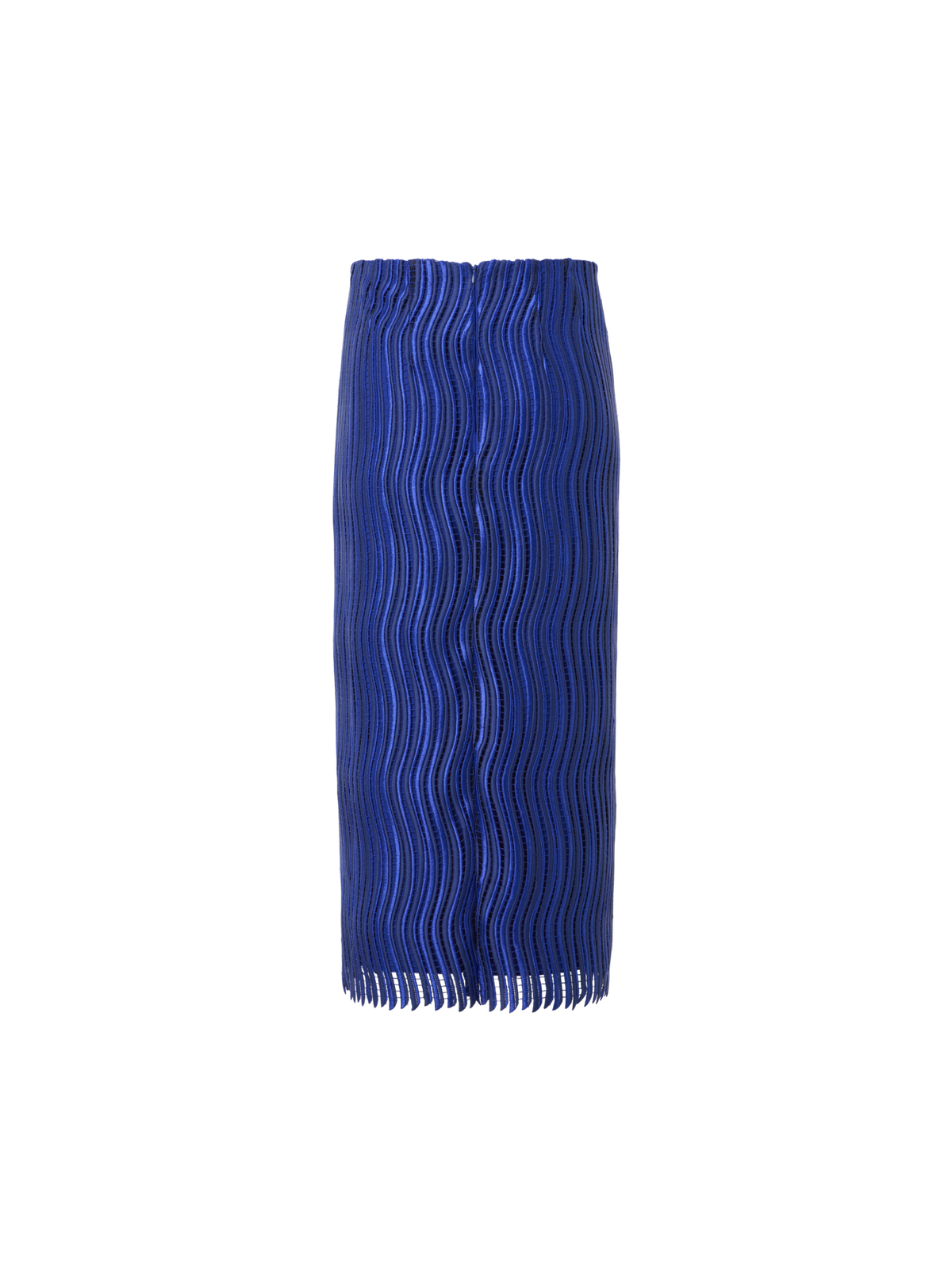 Designer Midi Pencil Skirt in Wave Guipure - blue