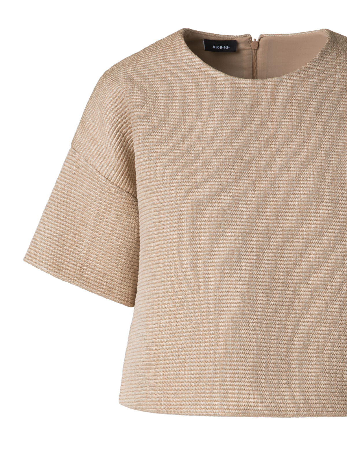 Designer Boxy Blouse in Soft Cotton Raffia - neutral - beige