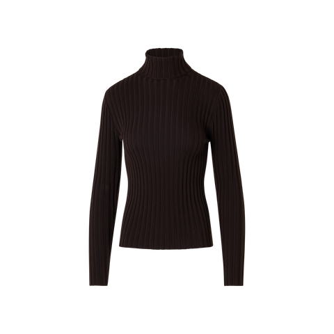 Taillierter Rollkragen aus Merino-Rippstrick