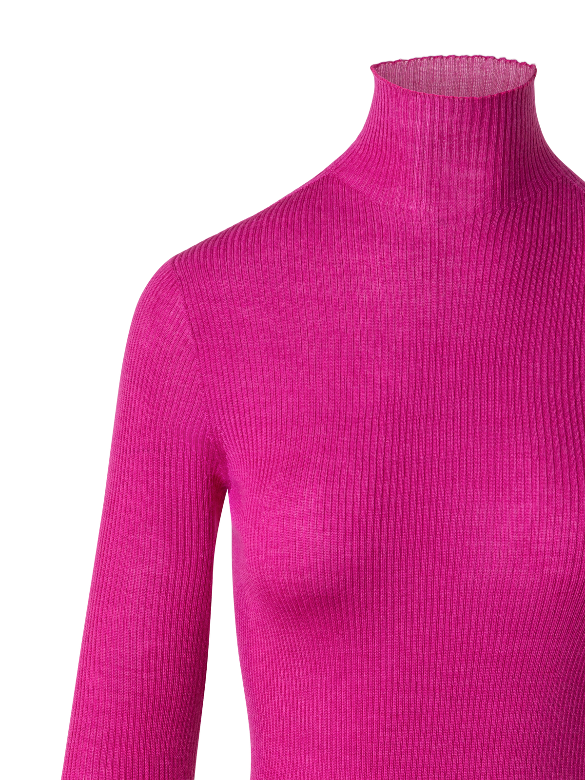 Designer Fine Rib Cashmere Mock Neck Sweater - pink