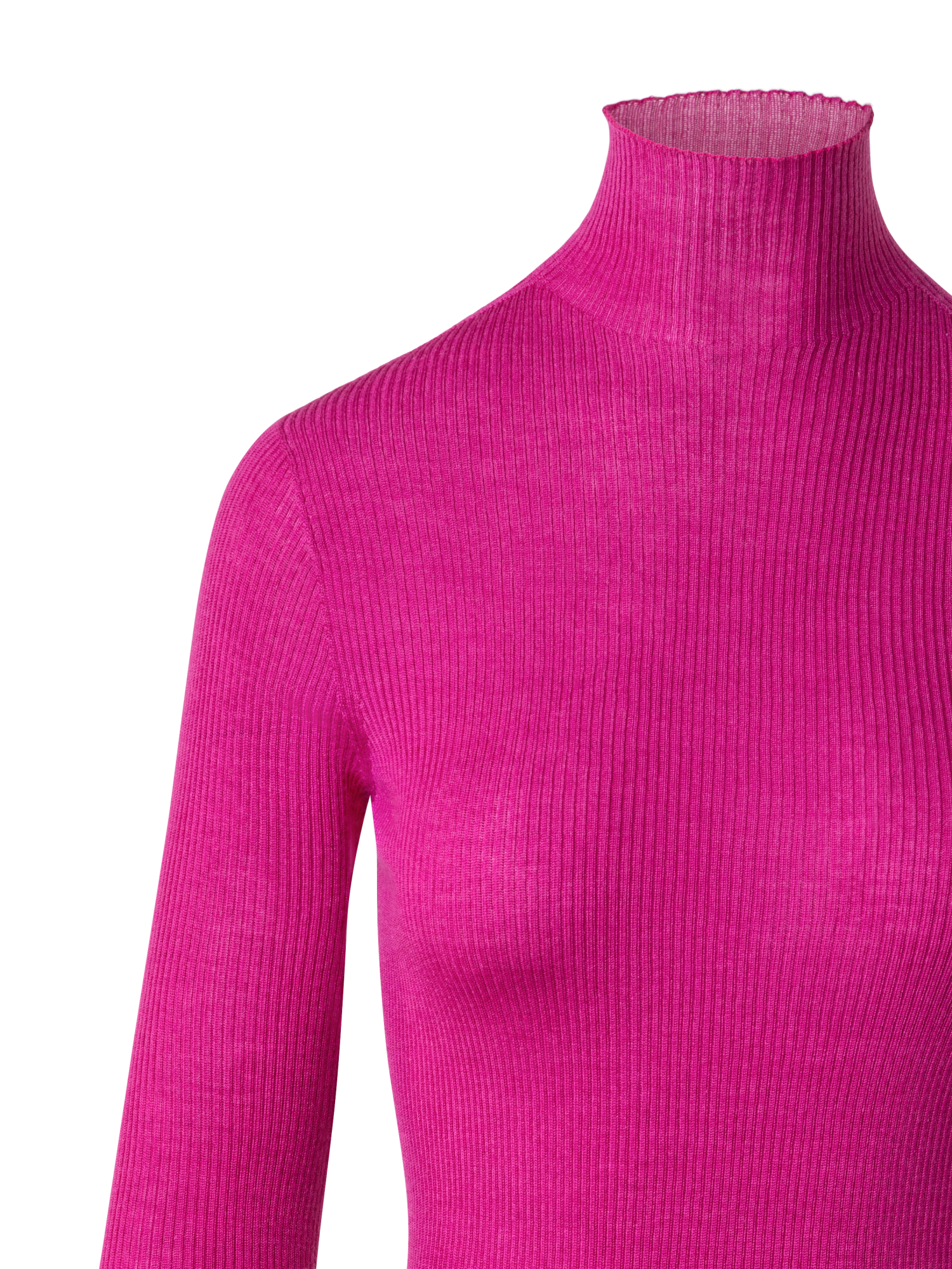 Designer Fine Rib Cashmere Mock Neck Sweater - pink