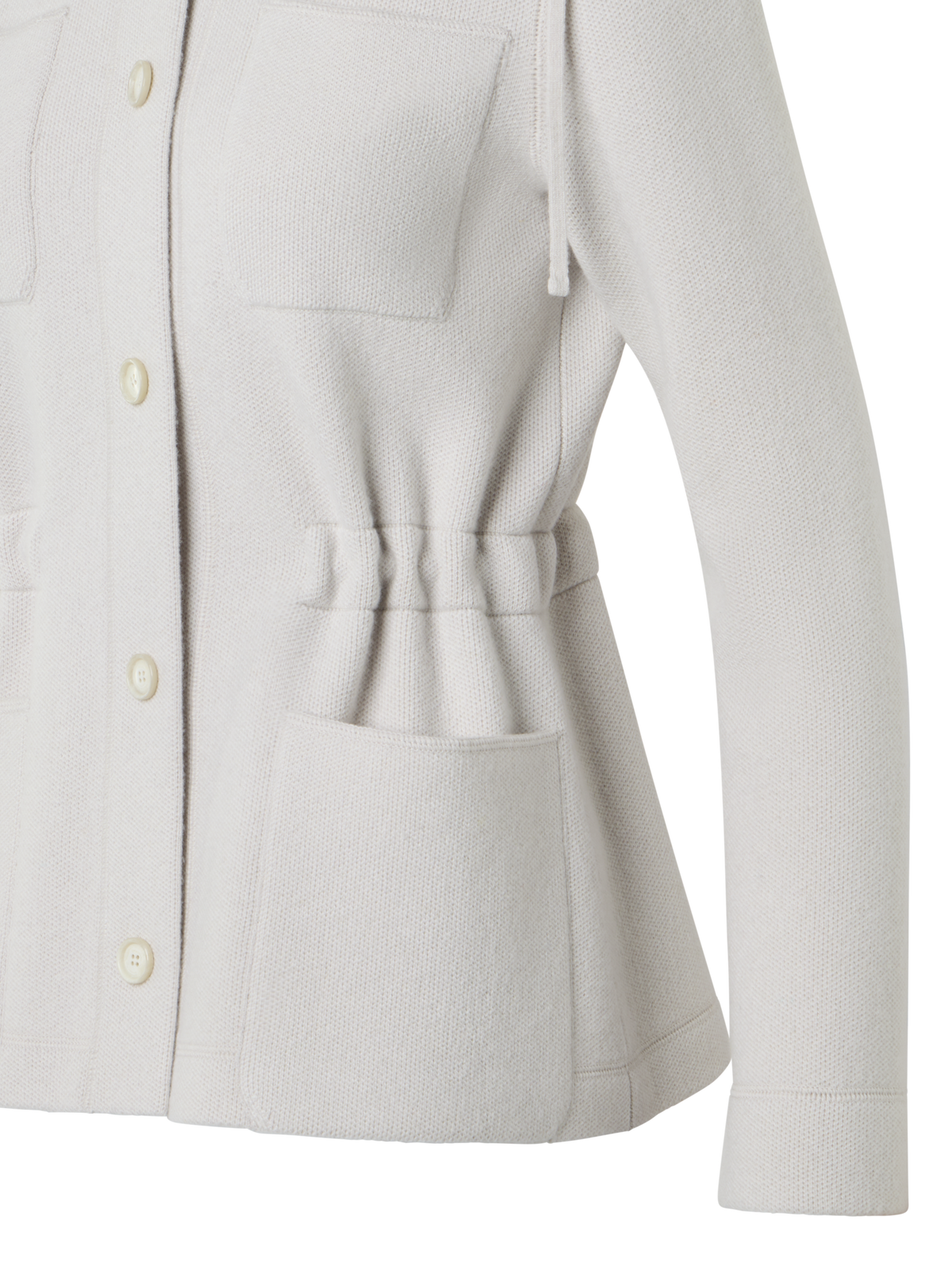 Designer Cashmere Piqué Hooded Knit Jacket - beige