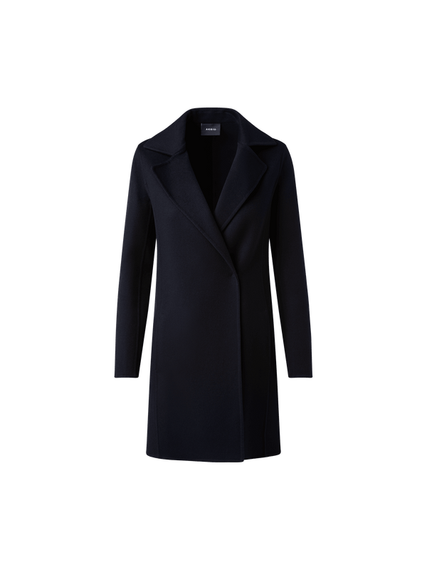 Designer Lightweight Double-Face Cashmere Coat - navy - blue